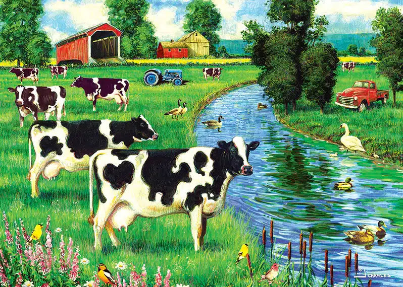 Cow Stream 35 Piece Tray Puzzle Cobble Hill image 0